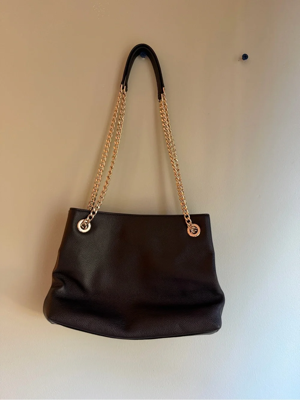Kate Spade New York Black Pebbled Leather Halle Chain-Handle Tote